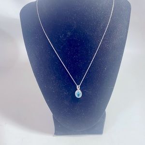 Oval 2.66 Blue Topaz w/ White Topaz in Sterling Silver